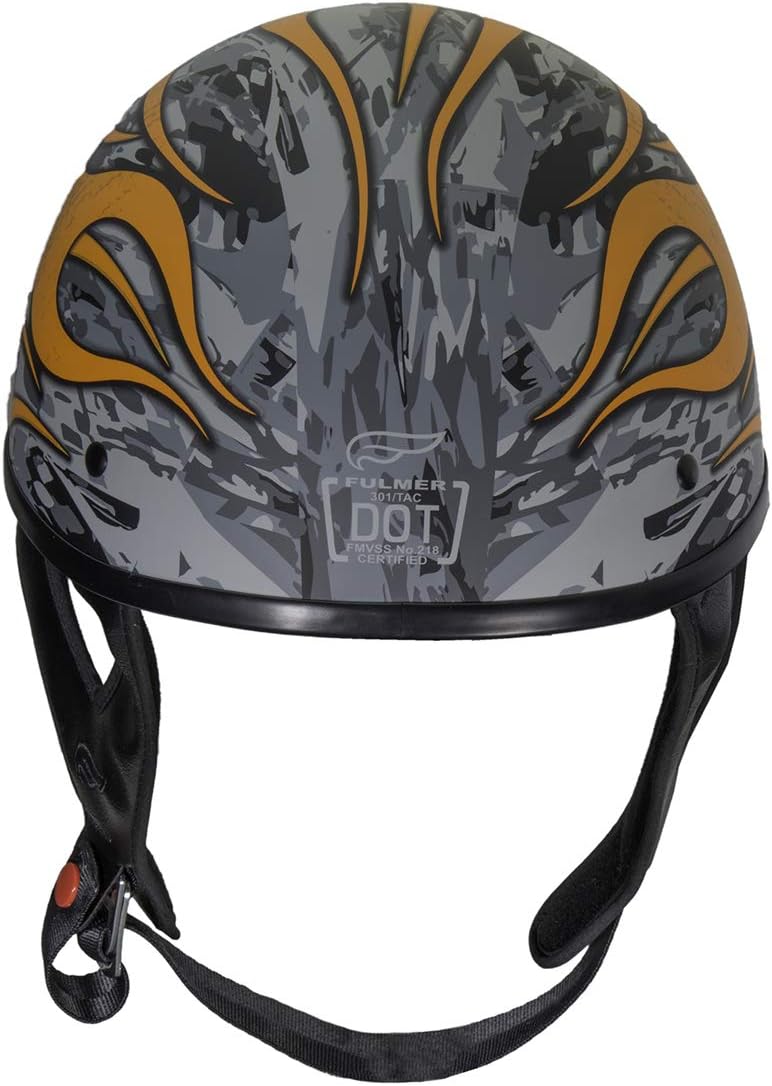 Fulmer, (1)3012823, Adult Shorty Motorcycle Helmet - DOT Approved - 301 TAC - Blaze Orange, M