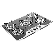 5-Burner Gas Hob Professional 3.2kW Cooktop Commercial-Grade Gas Stove with Dual Fuel LPG/NG Compatibility | 30.31in Built-In Design for Homes, Restaurants and Holiday Rentals