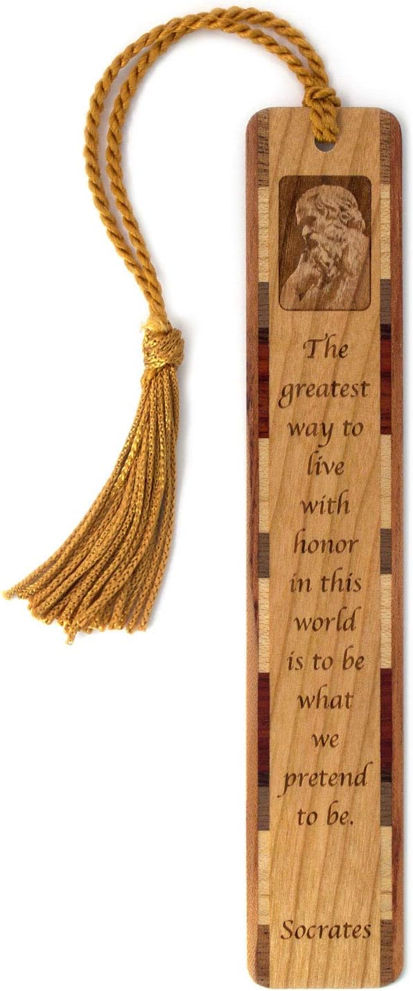 Personalized Socrates How to Live with Honor Quote, Engraved Wooden Bookmark - Made in USA - Also Available Without Personalization