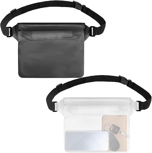 2 bolsas impermeables, riñonera impermeable con correa ajustable para la cintura, bolsa impermeable táctil para mantener el teléfono seco y objetos