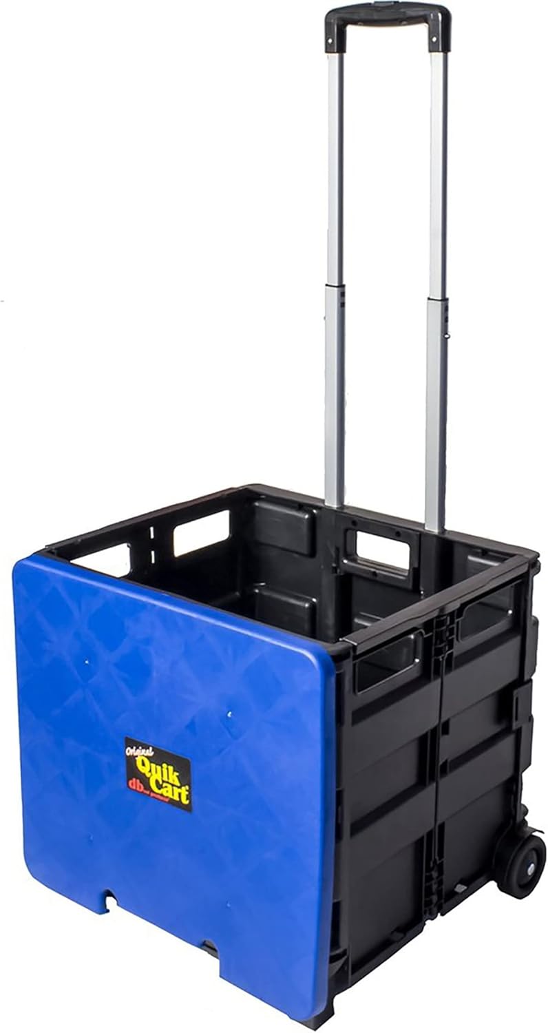 Dbest Products Quik Cart Collapsible Rolling Crate on Wheels for Teachers Tote Basket, 80 lbs