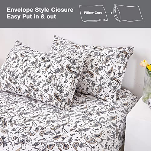 Image of JSD Vintage Paisley Printed Queen Sheet Set Extra Deep Pocket | 4 Piece Soft Microfiber Sheets, OEKO-TEX Certified, Easy Care