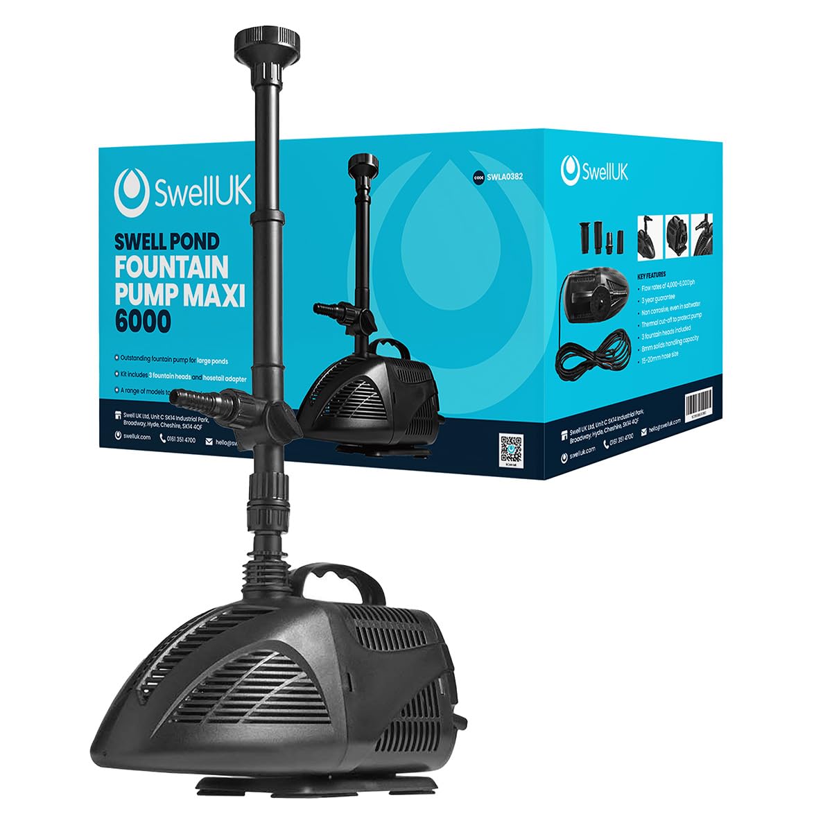 Swell Fountain Pump 6000LphMaxi Pond Pump For Garden Fish Pond from B&Q