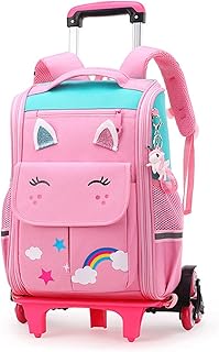 Zaino Trolley Scuola Elementare, Zaino Trolley Zaino Con Ruote Zaino Scuola Elementare Ragazzo Bambina In Nylon Impermeabile Cartella Trolley