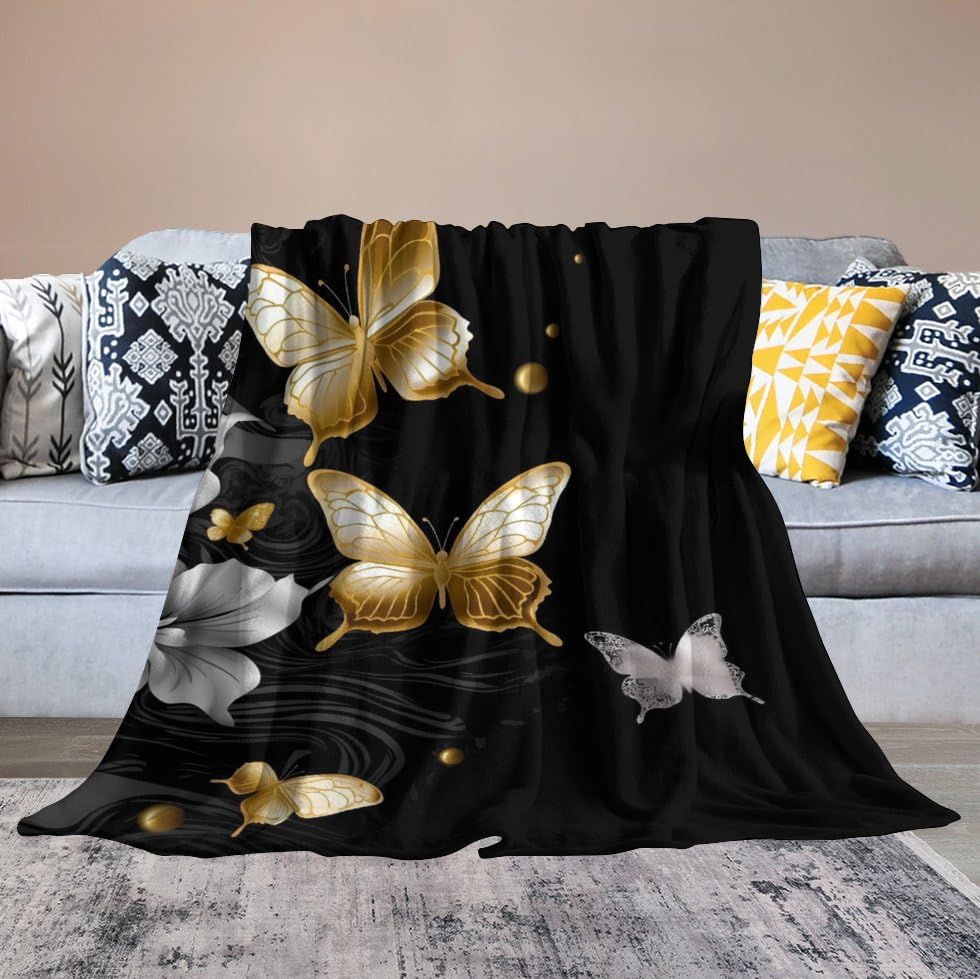 Couverture chaude toutes saisons à motif papillon pour cocooning sur le lit