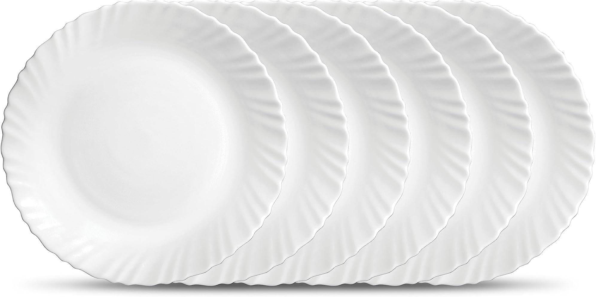 DIVA from La Opala from La Opala Glass Plain Classique Collection Full Plate Set - 6 Pieces (White, 10 inch), Standard