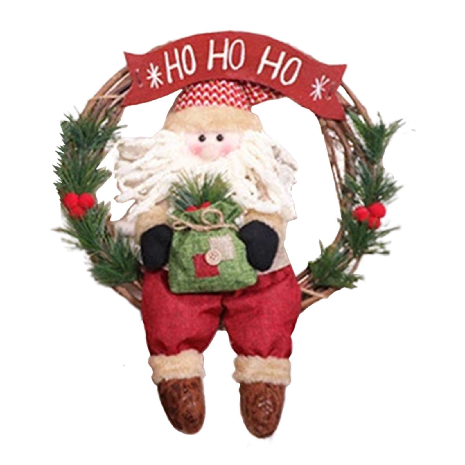 Amazon.co.jp: 玄関ドア用クリスマスリース,玄関ドア用サンタリース  