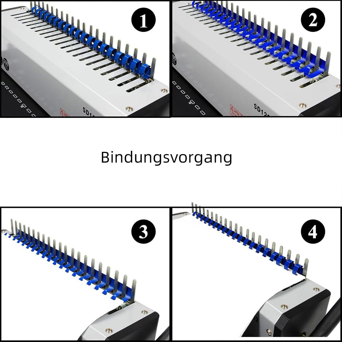 RAYSON Plastik-Bindekamm Bindegerät, 21 Löcher, Bindet 200 Blatt, SD-1201 | Robuste Metallkonstruktion, Kostenloses Bindematerial im Lieferumfang enthalten