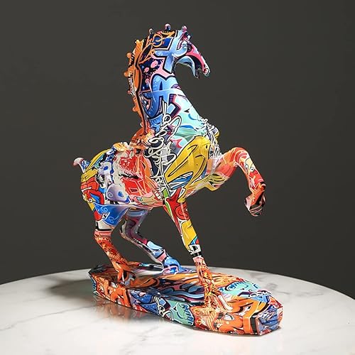 Miniatura 6 de Estatua de feng shui china, escultura de caballo pintada en resina, decoración creativa hecha a mano, adorno de estatua de animales para sala de