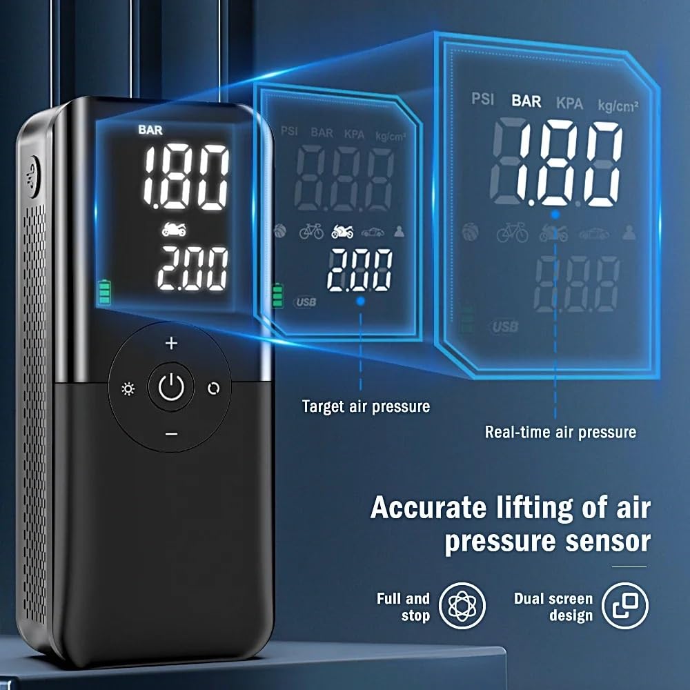 Compresores de aire portátiles Compresor de aire de 150PSI, Inflador de neumáticos portátil para coche, bomba de aire, compresor de aire para coche, motocicletas y bicicletas Inflador Ruedas Coche