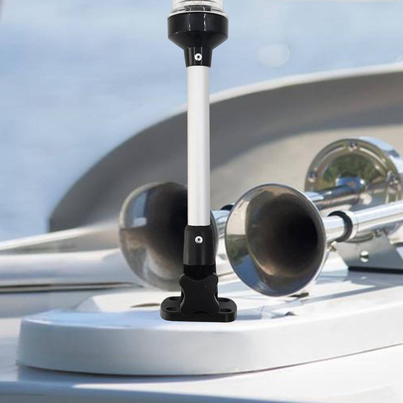 Luce di Poppa LED per Barca da Navigazione Marina 360 Gradi Lampada da Ancoraggio Ripiegabile Compatibile 12-24V Struttura Resistente Alluminio PP ADA, 12 inch