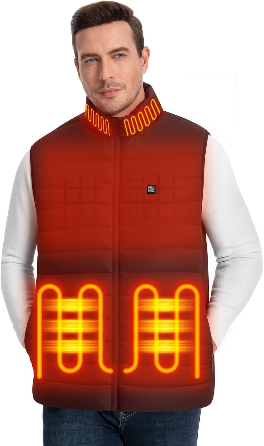 Men's Lightweight Heated Vest, 3 Heating Levels 4 Heating Zones Outdoor Recreation Vests with 10000mAh Battery Pack