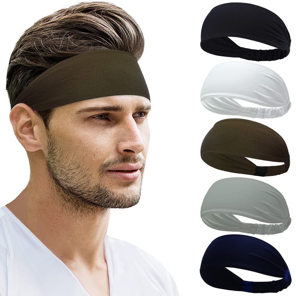 beister Sweat Headbands for Women &amp; Men, 5 Pack Sports Hair Bands
