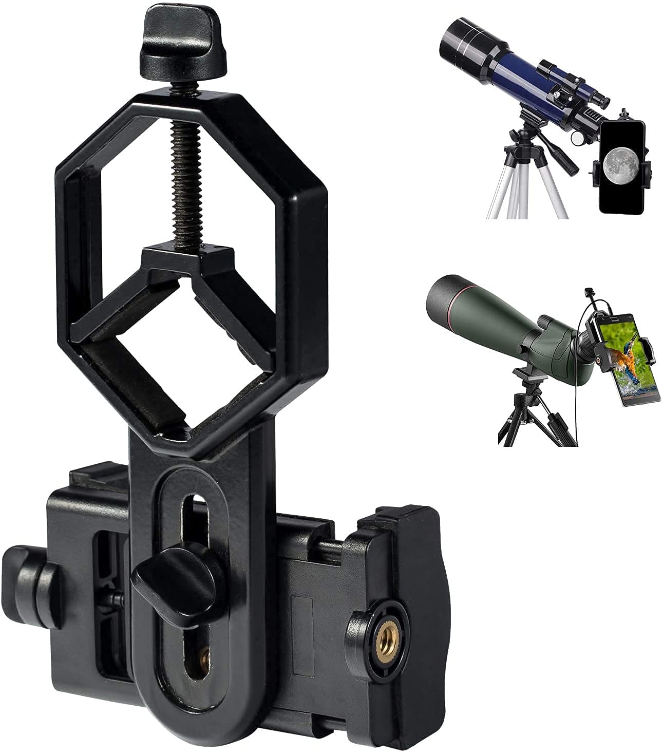 Frixen Telescope Adjustable Phone Scope Mount, Compatible with Smartphone Adapter Mount for