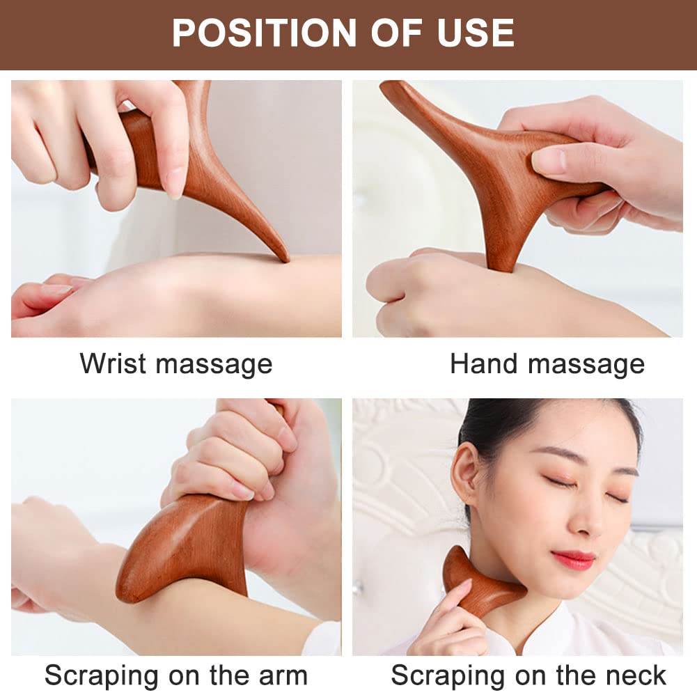 Drewniany masażer – masażer ręczny Gua Sha Board, pałeczki do masażu, narzędzie do masażu, punkt spustowy, pręt do masażu pleców, szyi, ramion, dłoni i stóp