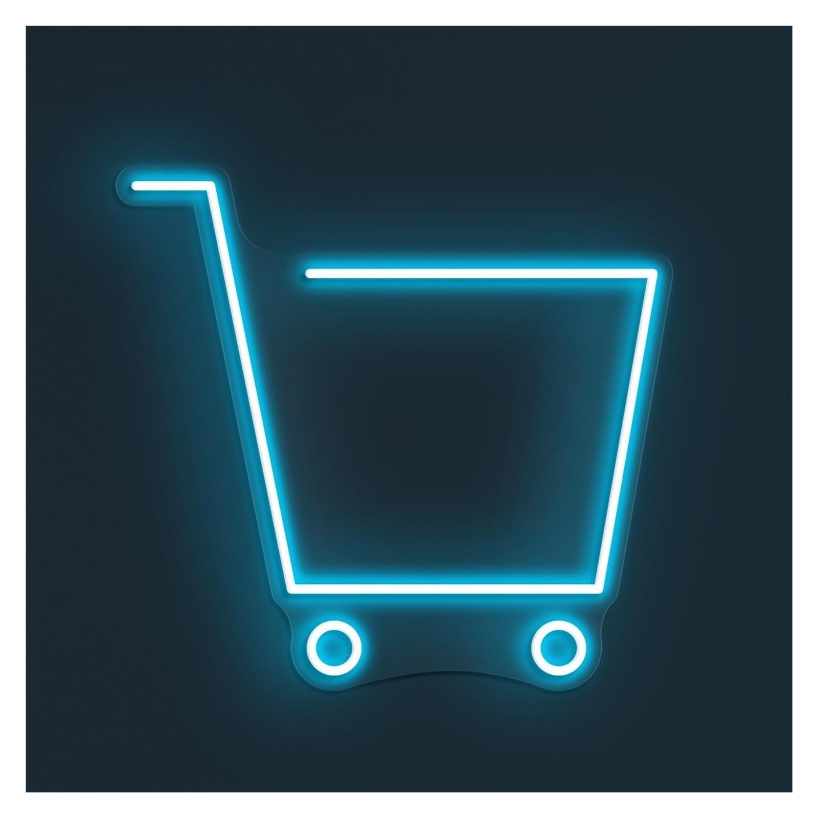 Rongch Ice Blue Hanging Art Signs Shopping Cart Neon Sign Handmade, Suitable For Store Shop Decor With Brightness Adjustable 38Cm(Ice Blue)