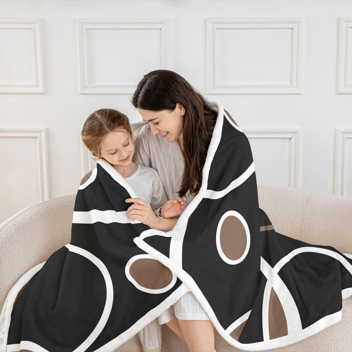 Feelyou Kids Brown and Black Fleece Throw Blanket Throw 50"x60" Strip Lines Sherpa Blanket for Bed Sofa Couch Boys Girls Teens Geometric Plush Women Men Abstract Art Fuzzy