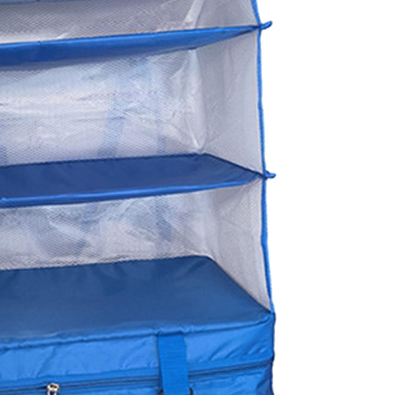 Kleiderschrank Organizer als Schrankeinsatz Und Hängeregal Platzsparender Und Faltbarer Packwürfel aus Stoff Praktischer Gepäckorganizer für Reisen, Blau