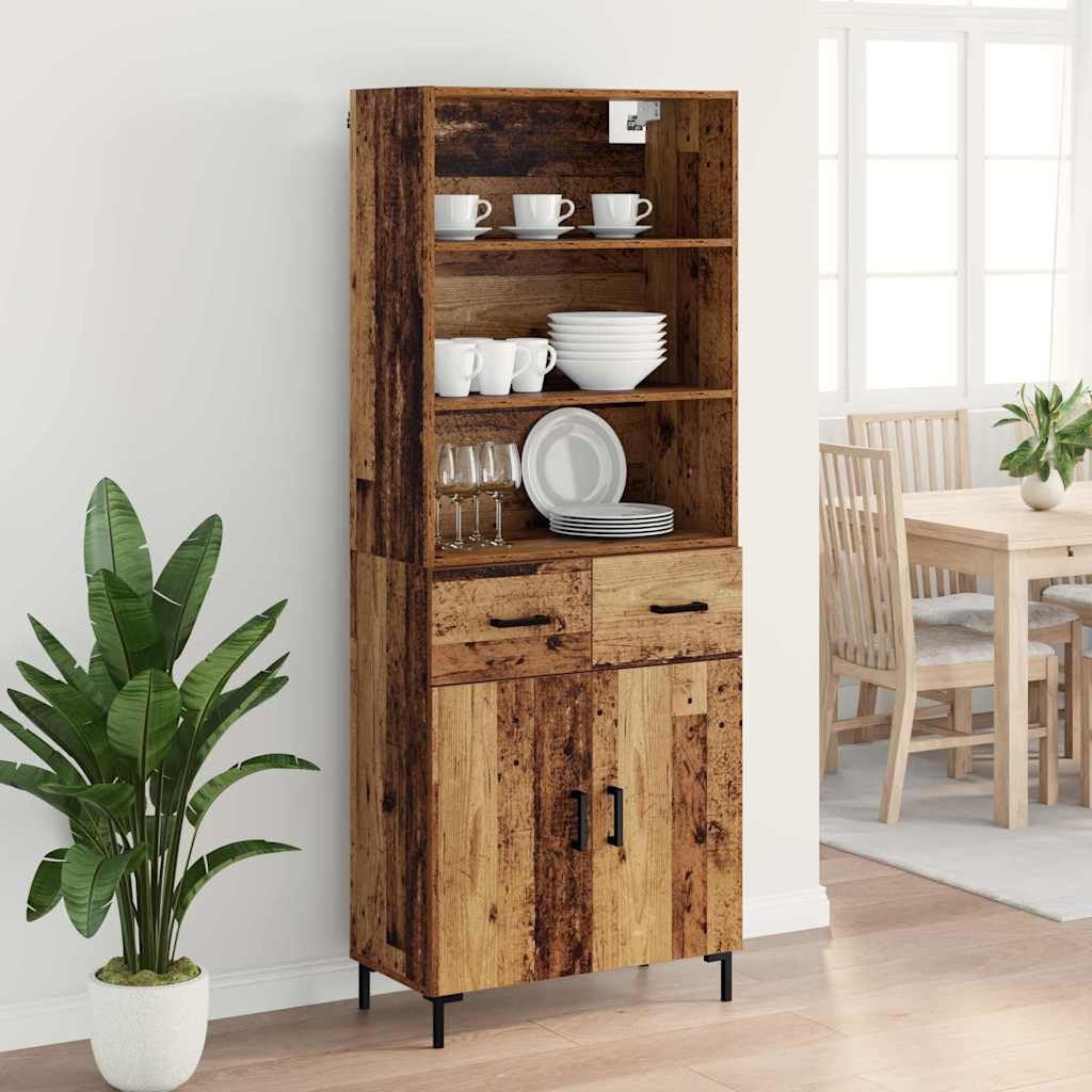 Highboard - Armadio in legno anticato, 69,5 x 34 x 180 cm, 2
