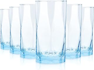 CREATIVELAND Geometric Shapes Glass Drinking Glasses Set of 6, 13.5 OZ S...