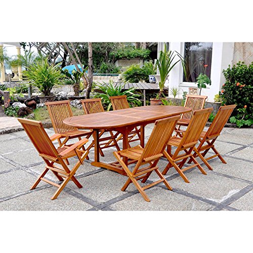 CONCEPT USINE | Salon de Jardin en Teck Huilé | 8 Personnes | Design LUBOK Ovale | Table + 6 Chaises + 2 Fauteuils | Durabilité et Elégance | Finitions Laiton | Bois Ultra Résistant aux Intempéries