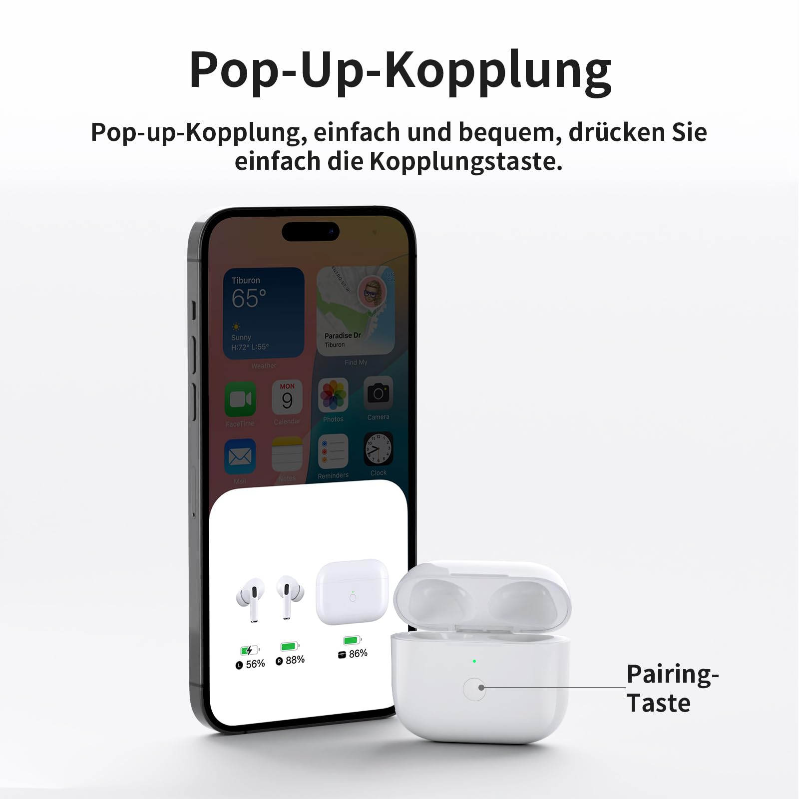 Kabelloses Ladecase Kompatibel mit AirPods Pro 1 und AirPods Pro 2,Wireless Charging Case Original Ersatz Replacement,Bluetooth Pairing Sync Button
