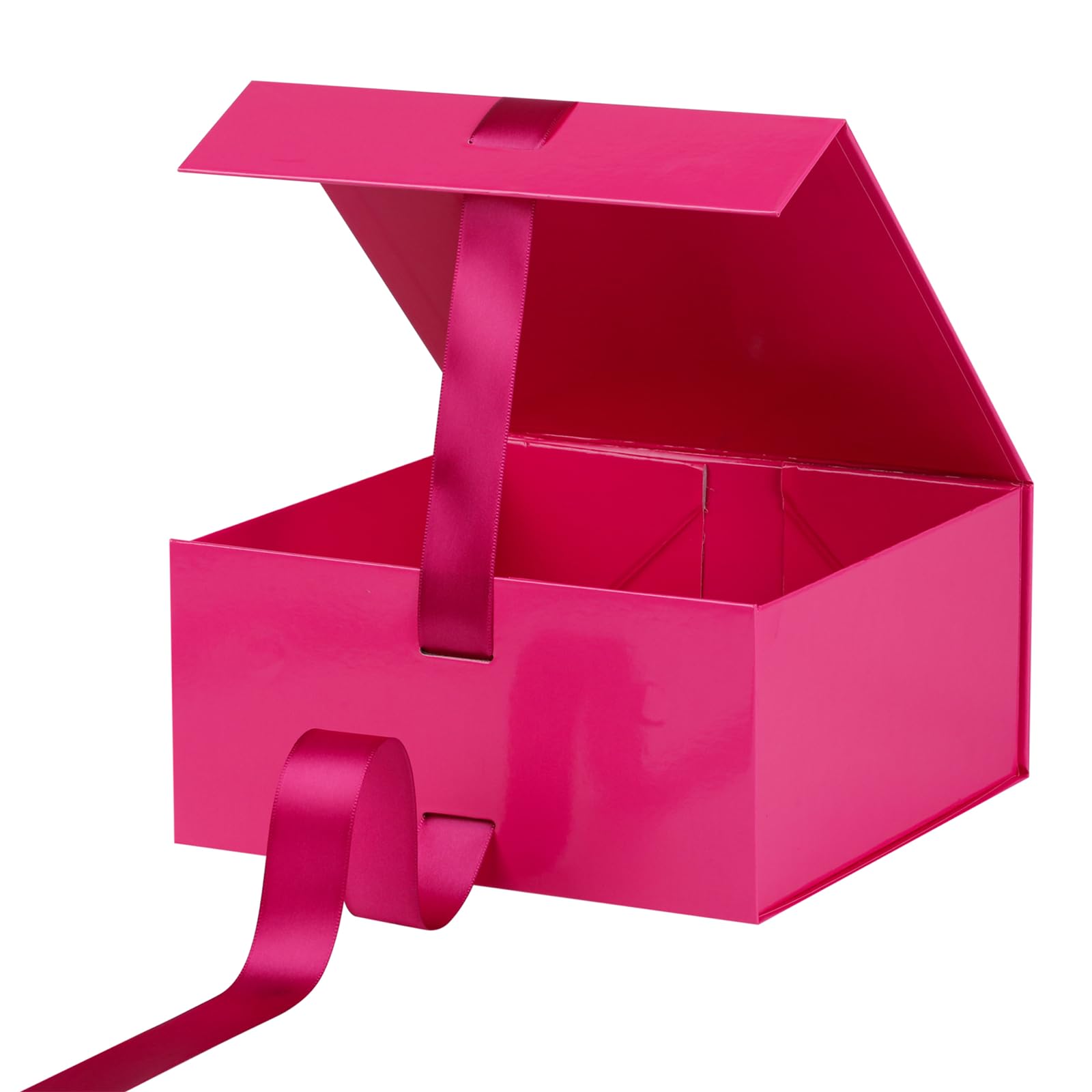 OEMVALATY Bright Pink Gift Box,10x10x5 Inches Gift Boxes with Lids for Presents with Magnetic Closure and Ribbon for Wedding,Storage,Birthday