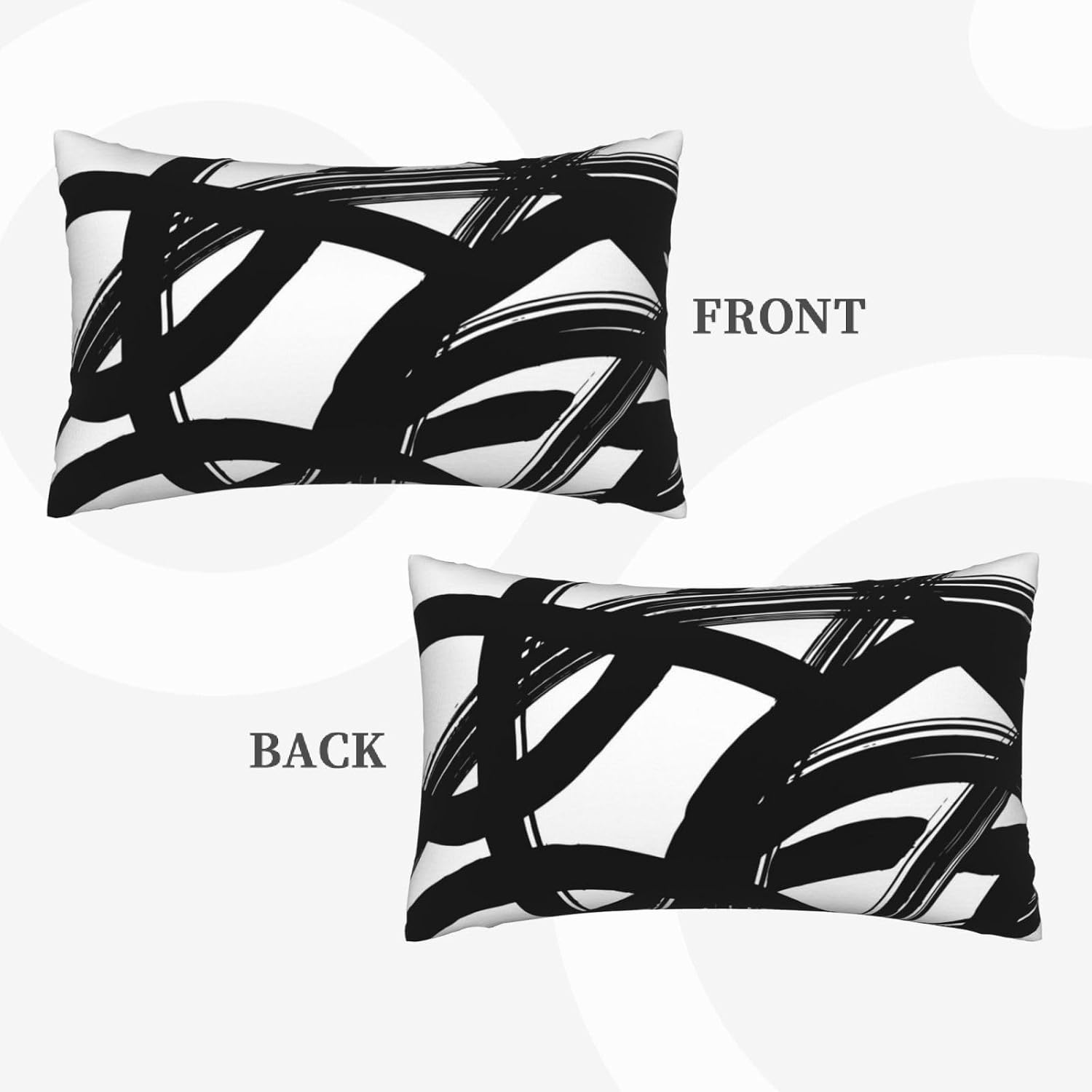 Black and White Striped Throw Pillow Covers 12x20 Inches Set of 2, Decorative Abstarct Black White Stripes Couch Lumbar Pillow Cover Outdoor Sofa Cushion Cover for Bedroom Living Room image 2