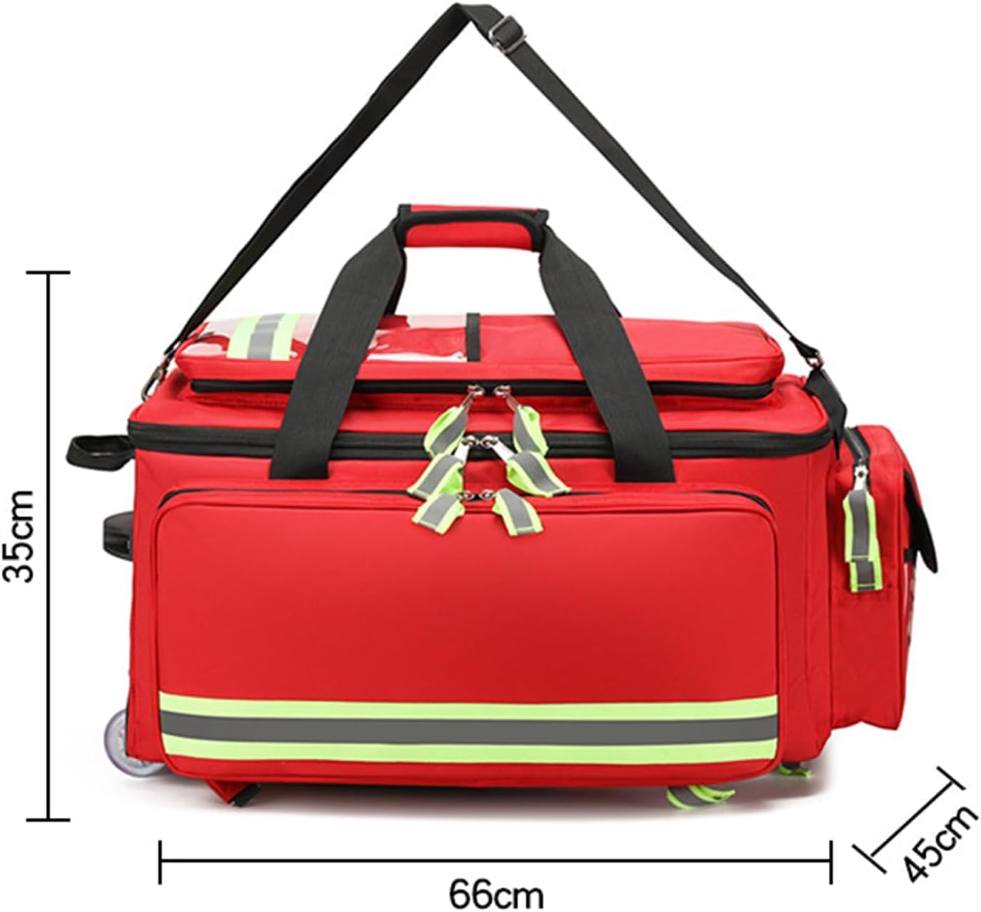 Bolsa Portátil para Botiquín De Primeros Auxilios, Bolsa De Lona Médica De Emergencia para Exteriores De Gran Capacidad, con Múltiples Bolsillos Y Compartimentos, con Reflectantes Y Ruedas