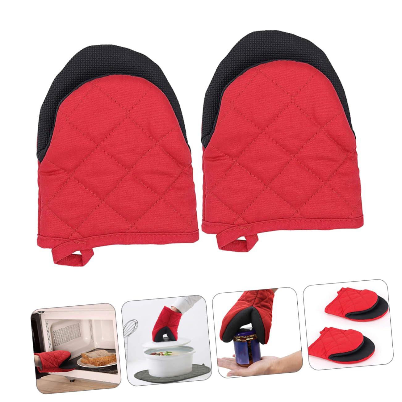 Guantes para Horno Microondas Resistentes Al Calor, Tamaño Mini, Material Seguro Resistente, Protección contra Quemaduras, Uso En Cocina/Barbacoa, Rojo
