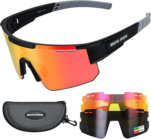 Gafas de sol de béisbol para jóvenes, hombres y mujeres con 3 lentes, marco TR90, protección UV 400, lentes de sol polarizados para ciclismo y