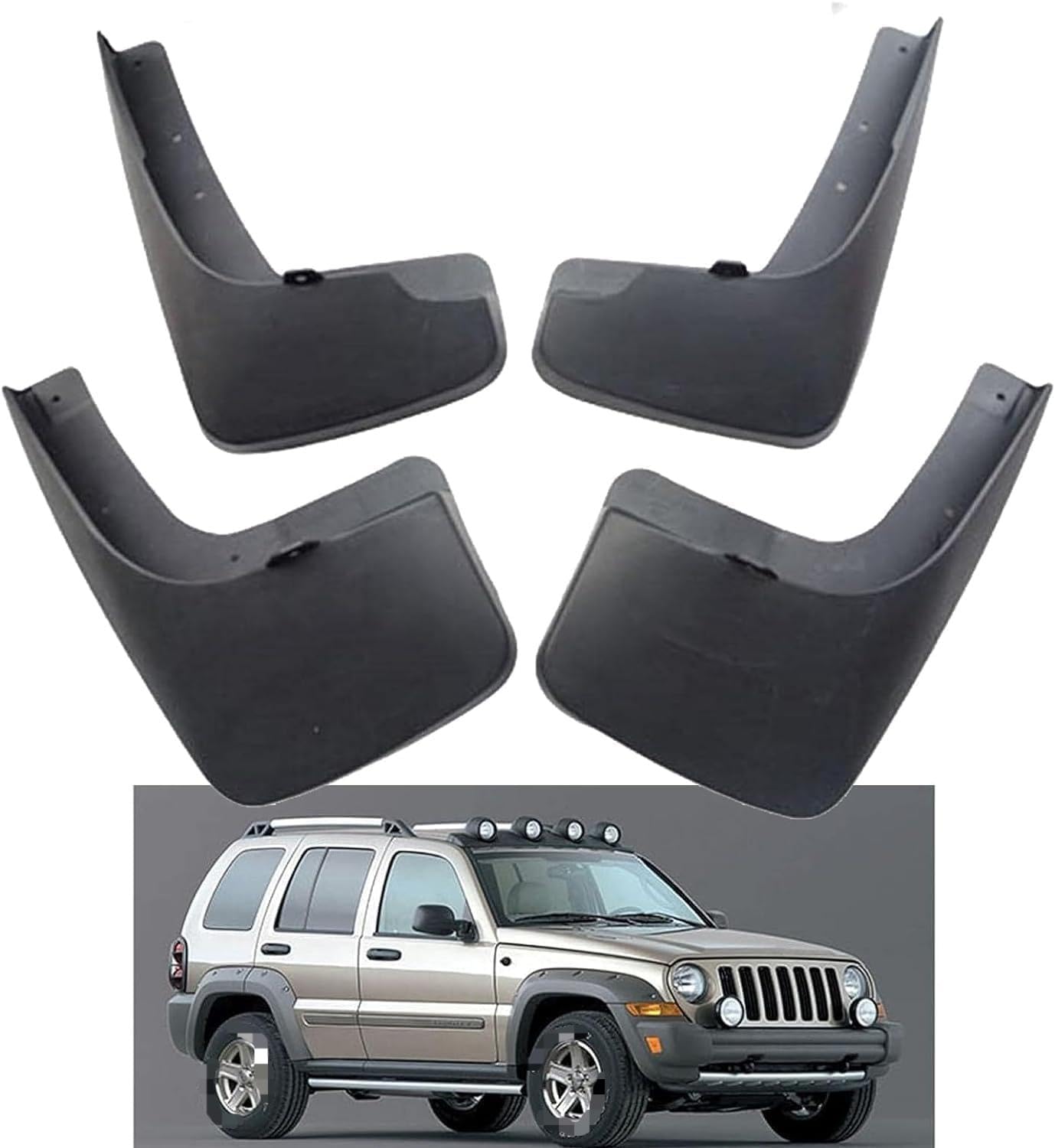 RESKIU 4PCS Mud Flaps for Jeep Liberty 2004, Splashproof No Drill Easy Install Front Rear Wheel Protection Fender Mudflaps All-Weather Splash Guards