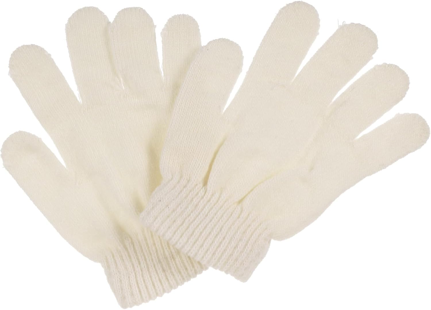 Hemoton 1 Pair Winter Knit Gloves for Kids - Full Finger Knitted Gloves for Autumn and Winter - Warm Stretchy Finger Mitten Outdoor Daily Use Fits 4-12 Years Old White