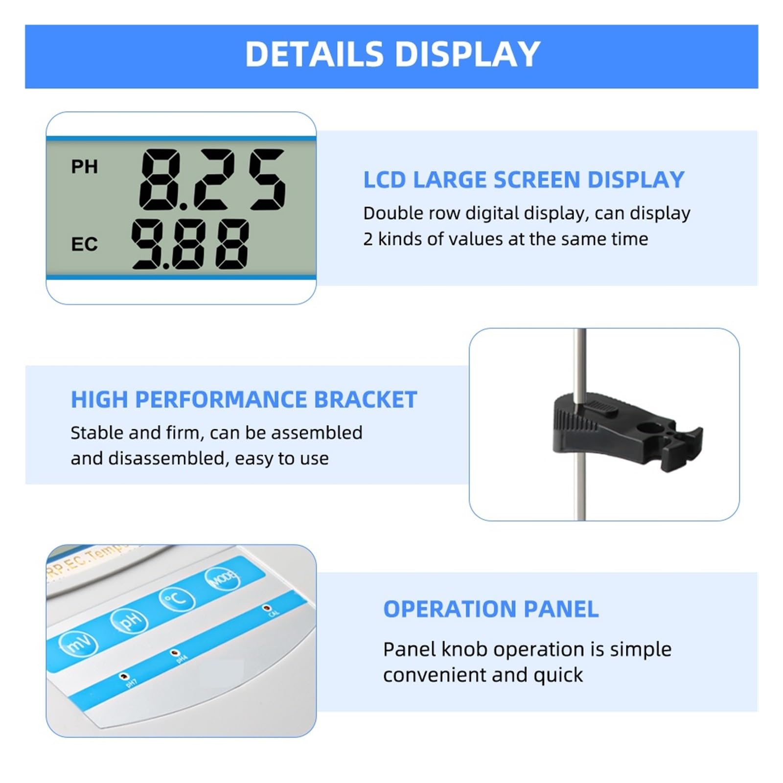 6In1 Monitor Dela qualità Del'acqua PH ORP TDS EC CF Tester da Banco for Temperatura for Laboratorio Acquario Piscina Rilevamento Rapido E Preciso