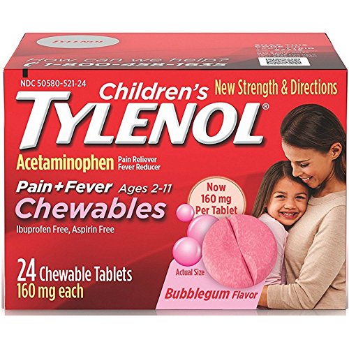 TYLENOL Children’s Pain + Fever Chewables Tablets, Bubblegum 24 ea ( Pack of 2)
