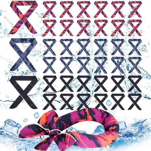 Image of Lenwen 36 Pcs Cooling Scarf Neck Wraps Ice Cooling Bandana Headband for Hot Weather Outdoor Cooler