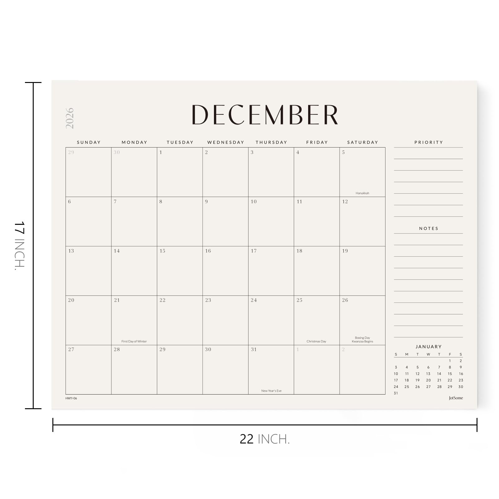 Jotsome Grand calendrier de bureau 2026-2027, calendrier académique