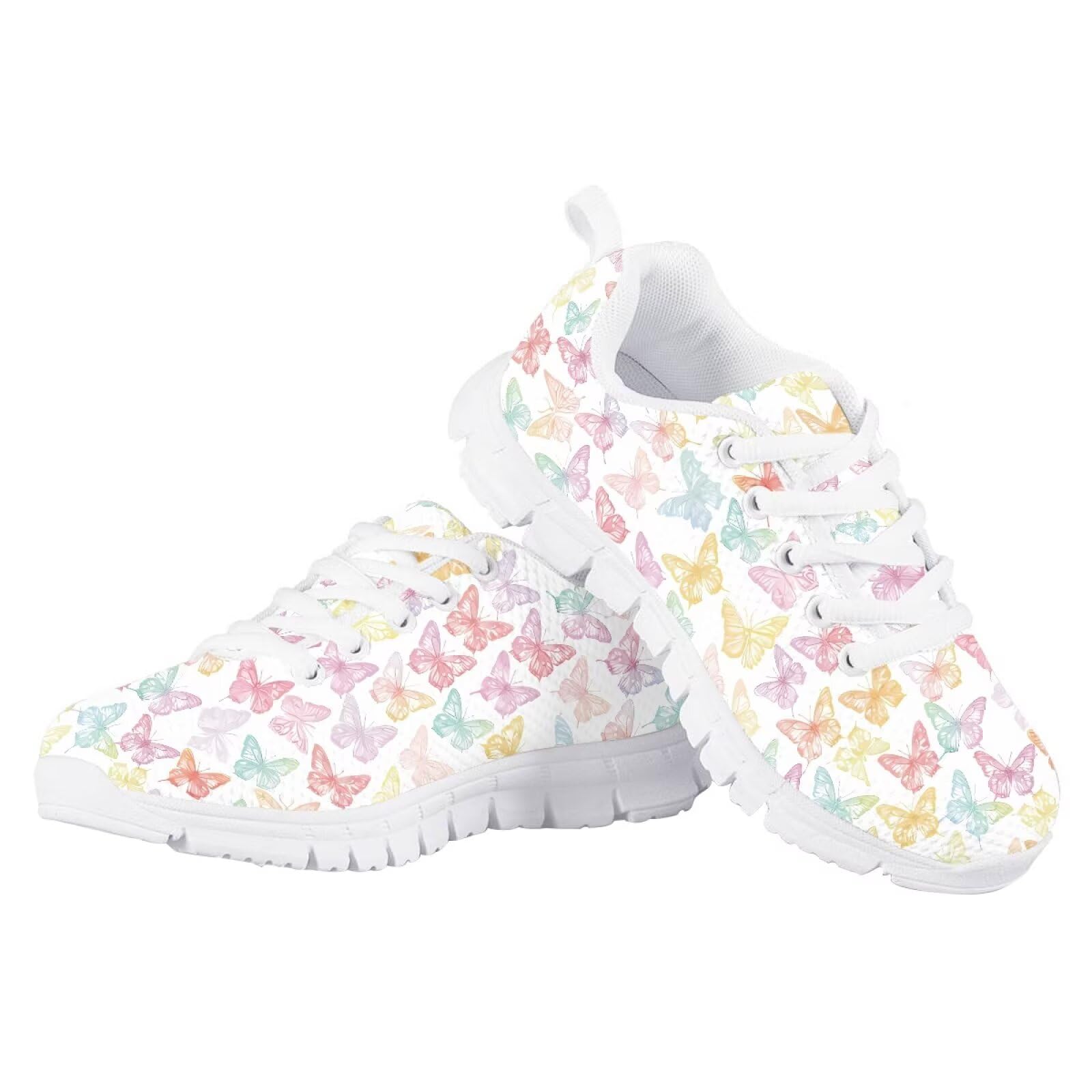 ORGYPET Colorful Butterfly Girls Athletic Shoes Size 13 Soft Breathable Mesh Running Shoes Lightweight Casual Cozy Summer Sneakers for Outdoor Tennis