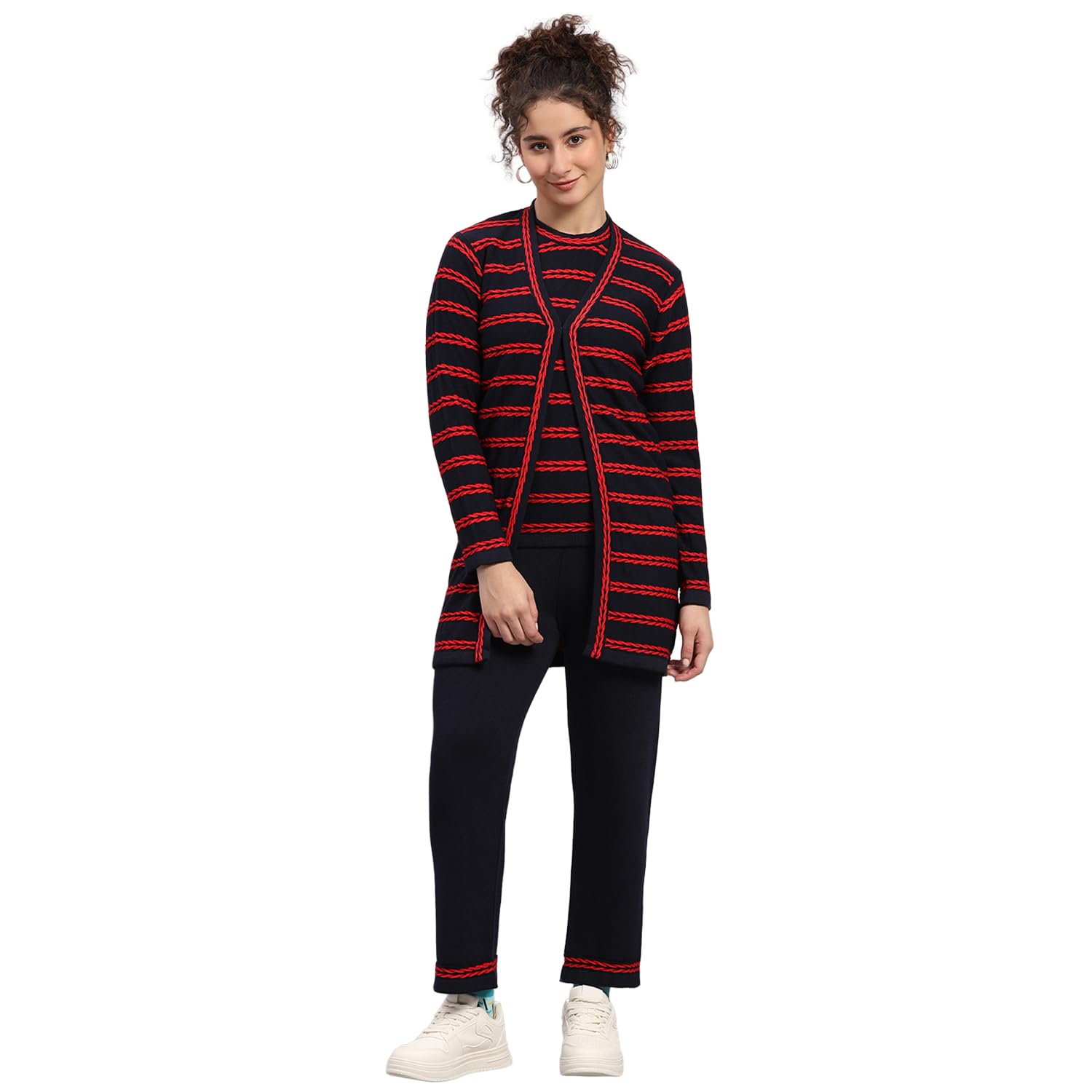Womens Regular Fit Self Designed Round Neck Full Sleeve Winter Coordinate Set | Stylish Two Piece Outfit for Ladies | Elegant Western Co-ord Dress (Pack of 1)-image-26