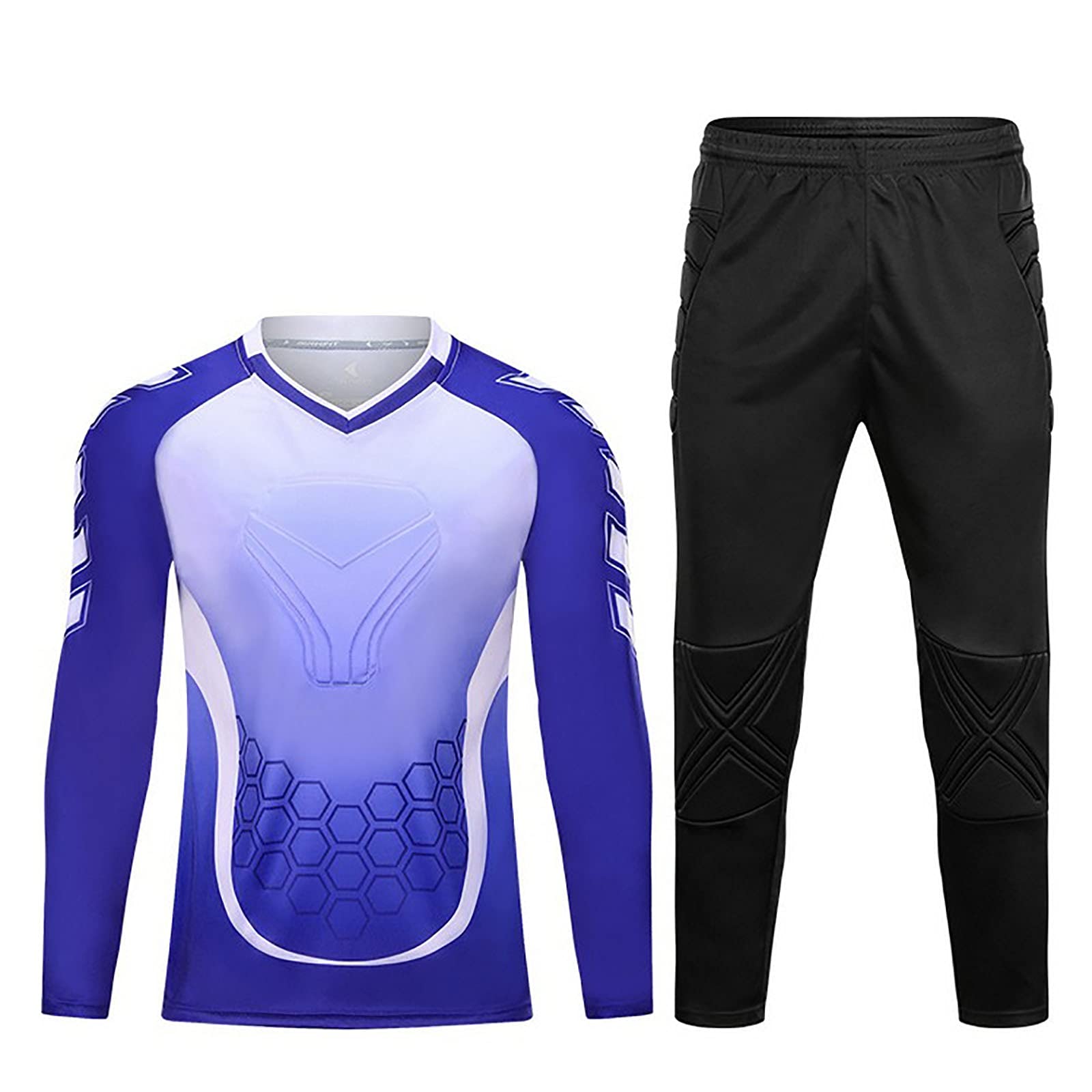 G&F Herren Torwart-Trikot Gepolstert Trikots mit Schwammschutz für Erwachsene und Kinder Antikollisions 2 Stück (Color : Blue, Size : XXS)
