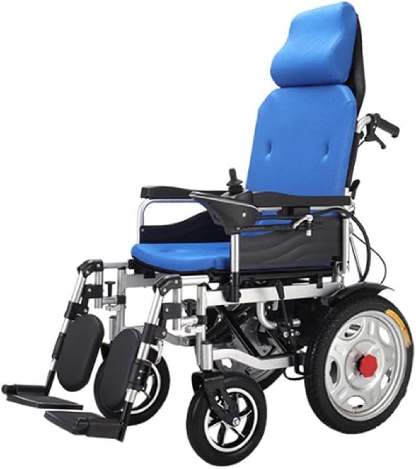 Silla de ruedas eléctrica plegable con respaldo reclinable y motor dual, silla de movilidad ligera para viajes en tránsito