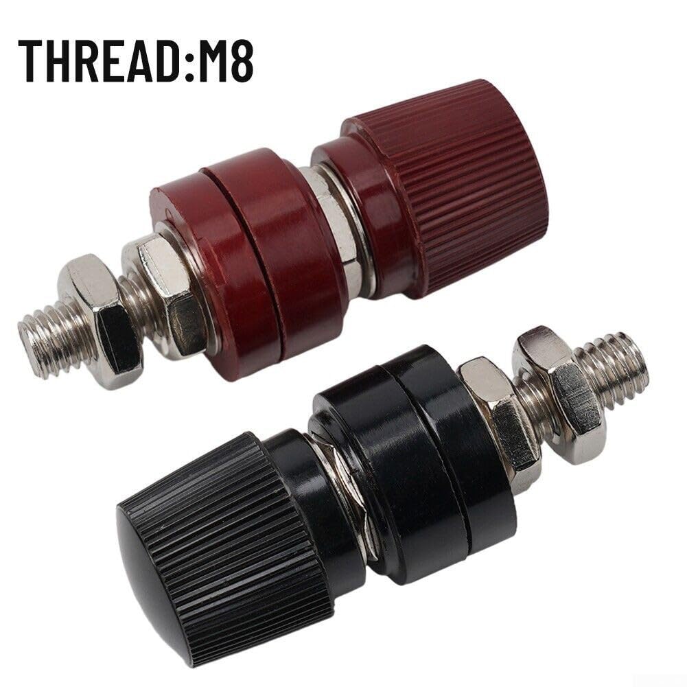 4 connettori maschio a vite 8 mm terminali in ottone isolati per batteria rosso + nero