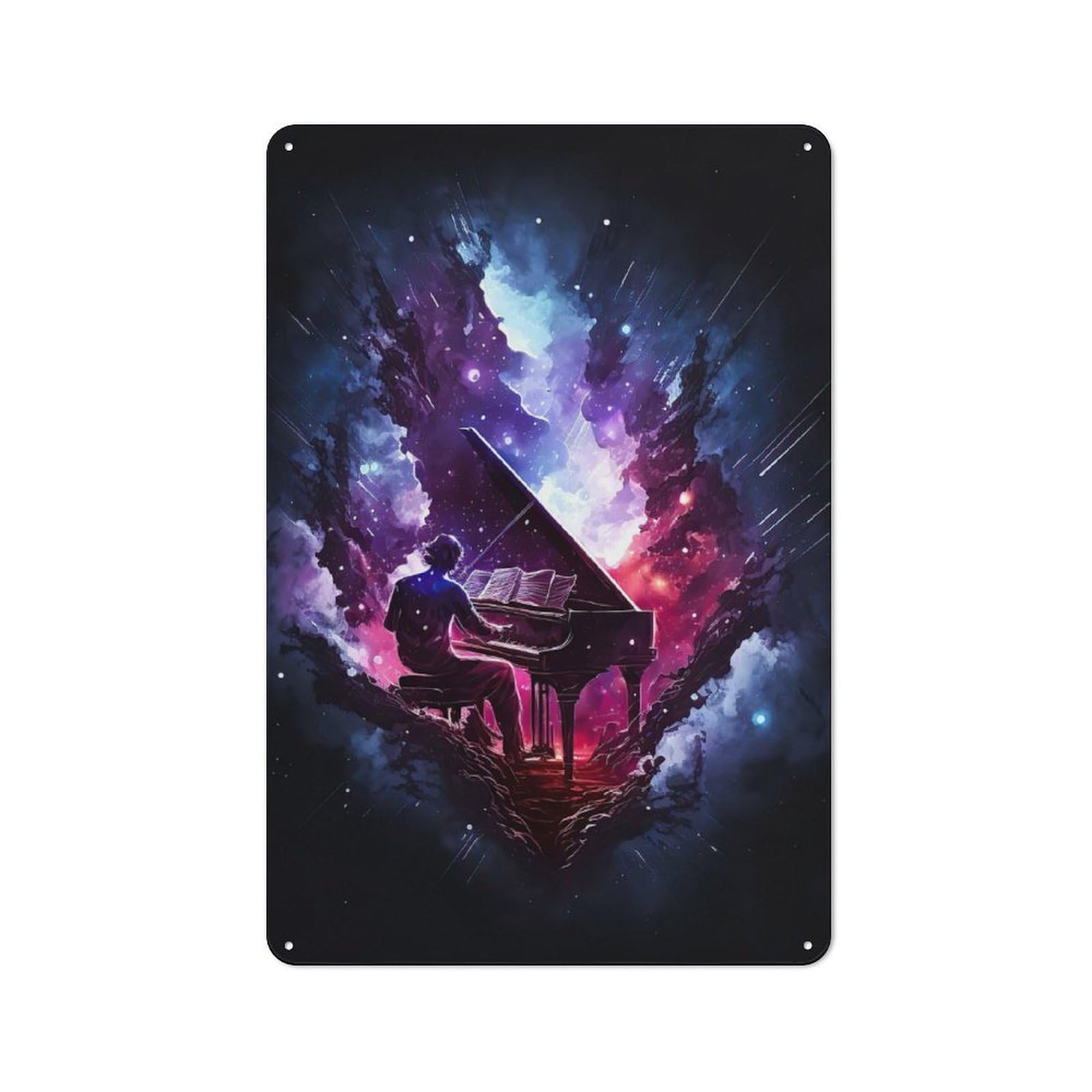 Man Playing Piano Industrial-style Tin Sign 30x20cm for Café Or Home Bar, for Cooler-month Interiors with Industrial Character