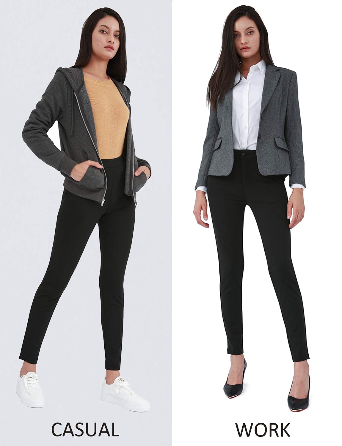 Bamans Pantalons Stretch Femme Skinny Jeggings Denim Pantalons à Enfiler Taille élastique Legging Stretch décontracté Quotidien Confortable fit Pantalon décontracté