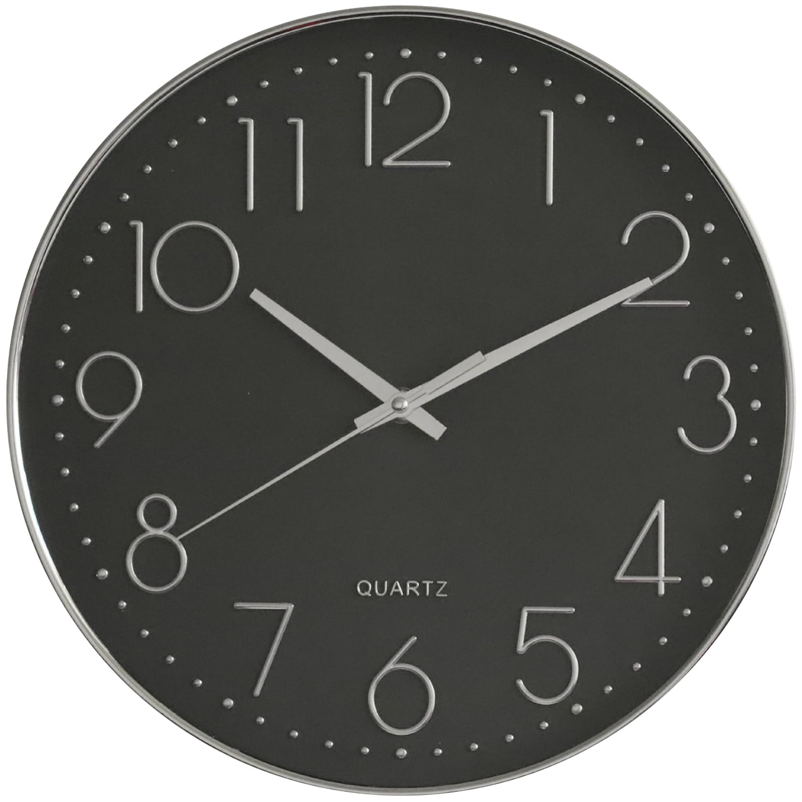 Wall Clock, Modern Wall Clock 12 Inch Silent Non-Ticking, Wall Clocks Battery Operated, Large Wall Clocks Round Easy to Read, Simple Style Decor Clock for Living Room, Office (Black)