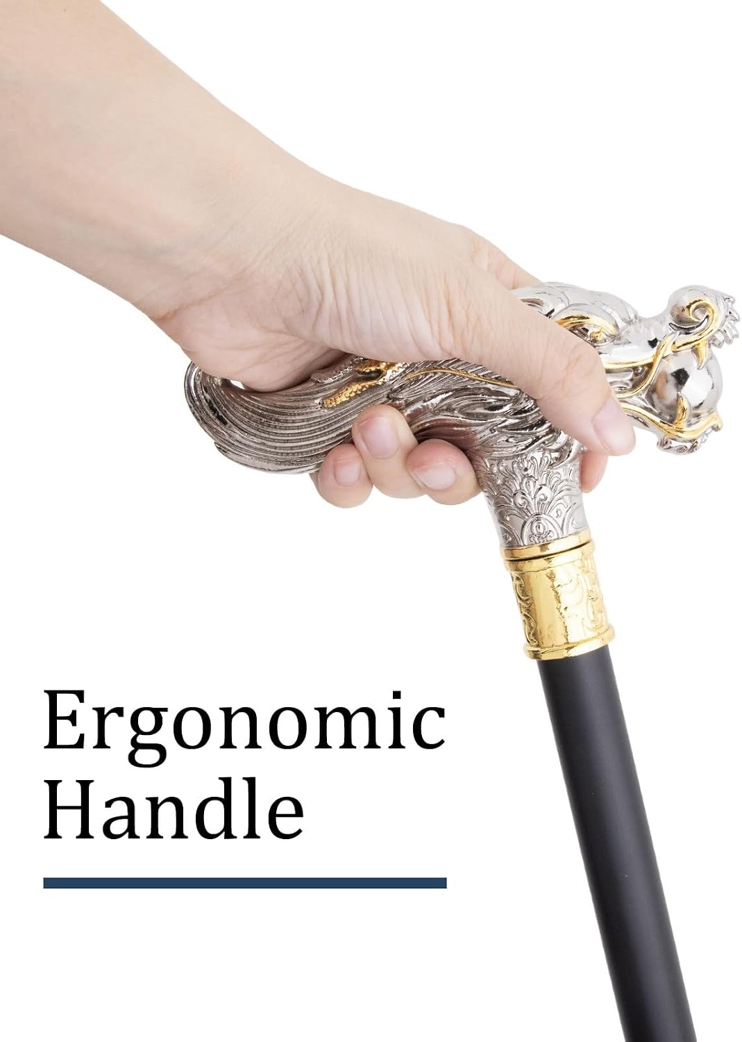 Golden Dragon Biting A Pearl Walking Stick, Vintage Collectible Costume Cane Fancy Dress Prop, for Men Elegant Cosplay for Adults 92cm
