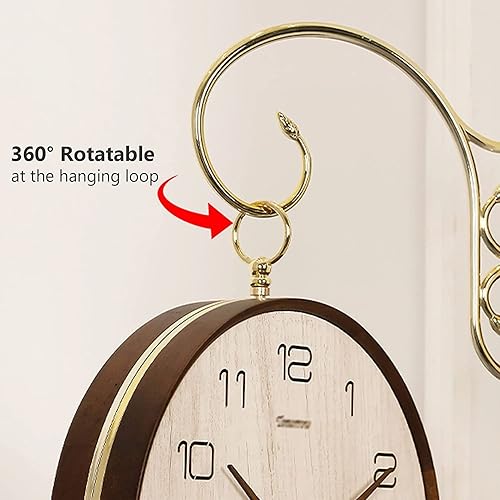 Miniatura 3 de OYhmc Reloj de pared - Reloj de pared de madera de 11 pulgadas - Reloj de pared de doble cara para decoración de interiores, reloj de pared de