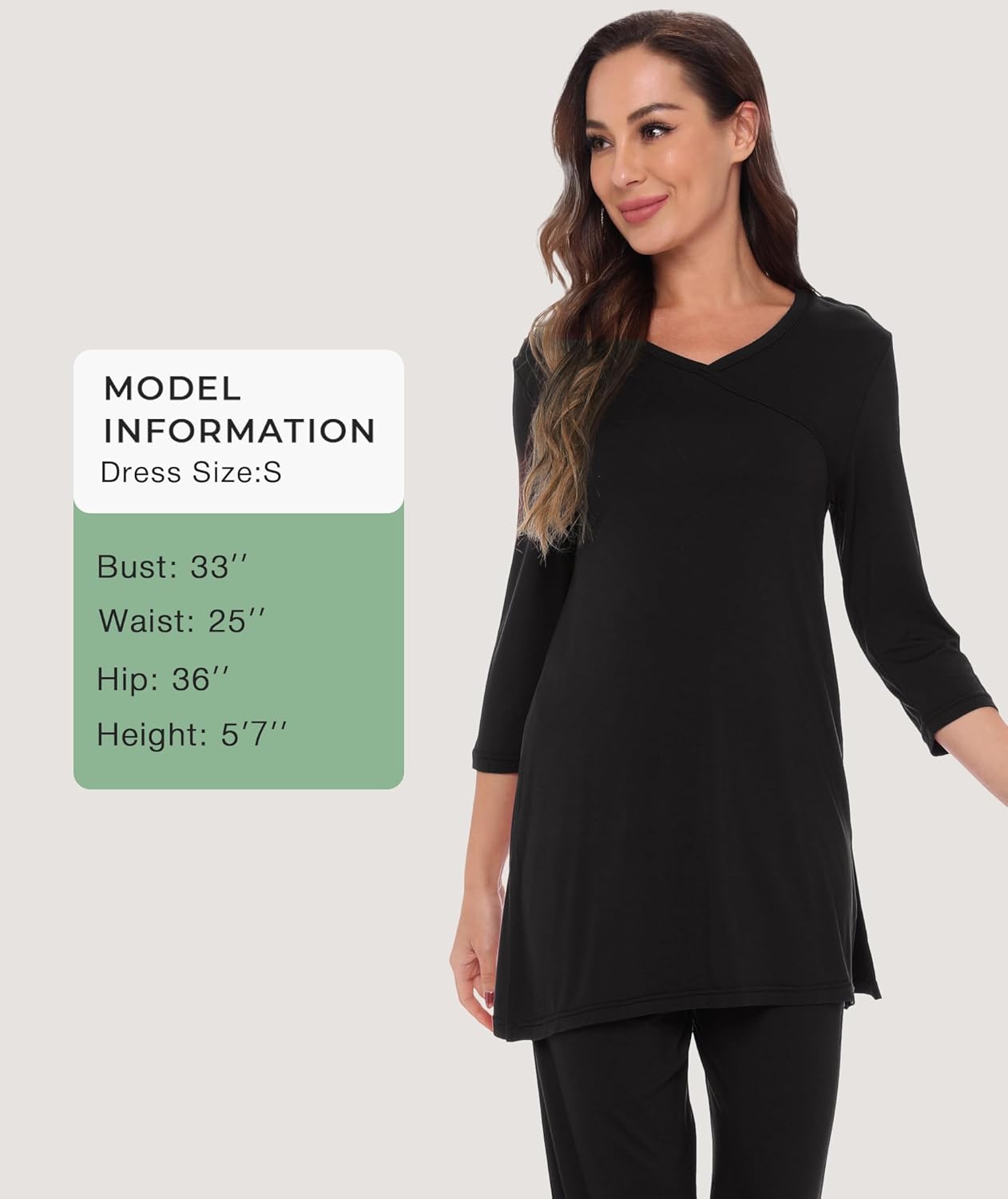 GYS Bamboo Viscose Capri Pajamas for Women Set, 3/4 Sleeve Long Shirts and Capri Pants Lounge Sets, Soft Sleepwear PJs Set - Image 6