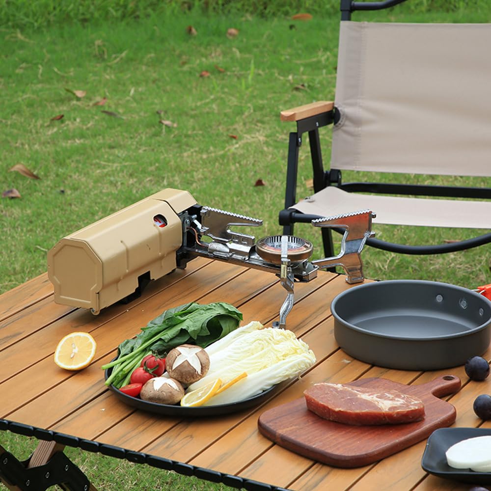 Tragbarer faltbarer Camp-Gasbrenner, 2600 W, Camping-Kassettenkocher mit Tragetasche für Outdoor-Kochen, Picknick, Rucksackreisen, Wandern