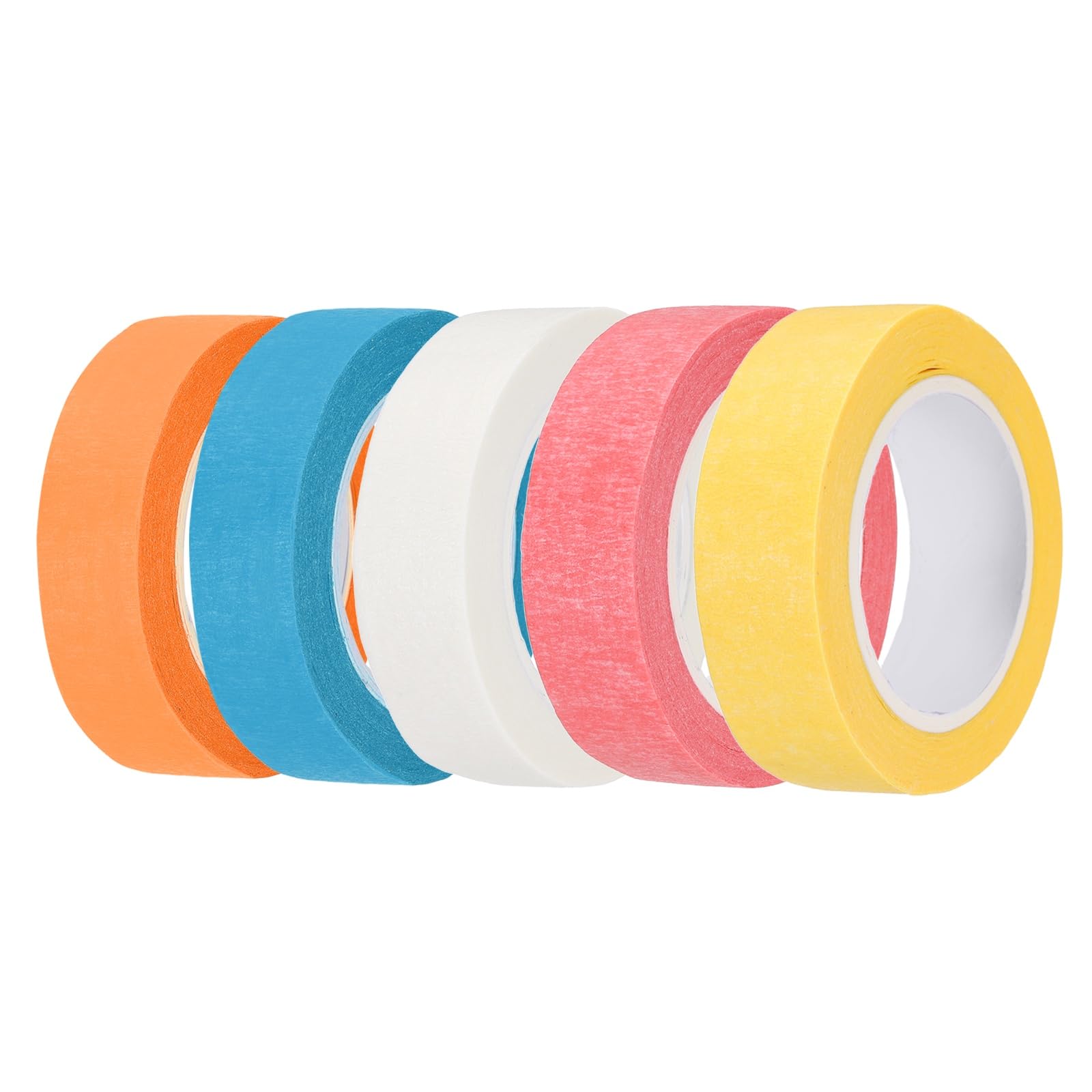 sourcing map 5pcs 15mm x 10 Meters Colored Masking Tape Universal Crepe Paper Colorful Masking Painter Tape for Art Drawing DIY Handcraft Sealing, Blue Pink Purple Yellow White โ image 1